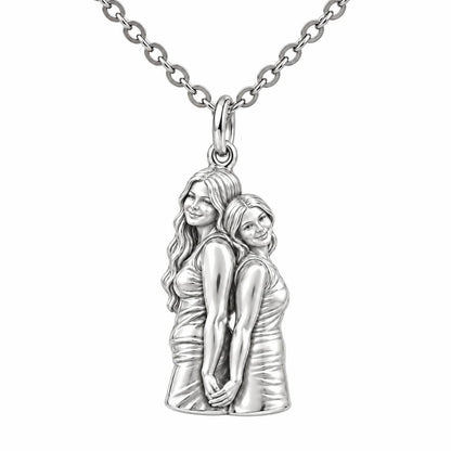 Soul Sisters Back to Back Charm Necklace Set – silver, front view