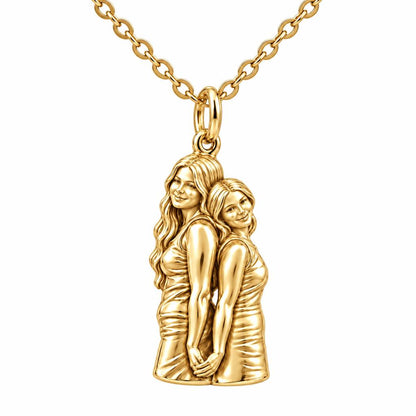 Soul Sisters Back to Back Charm Necklace Set – 18K gold, front view