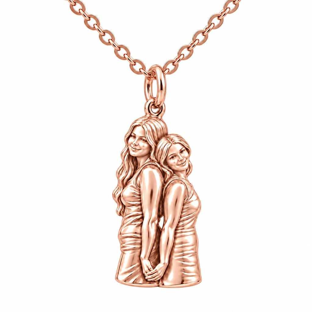 Soul Sisters Back to Back Charm Necklace Set – rose gold, front view