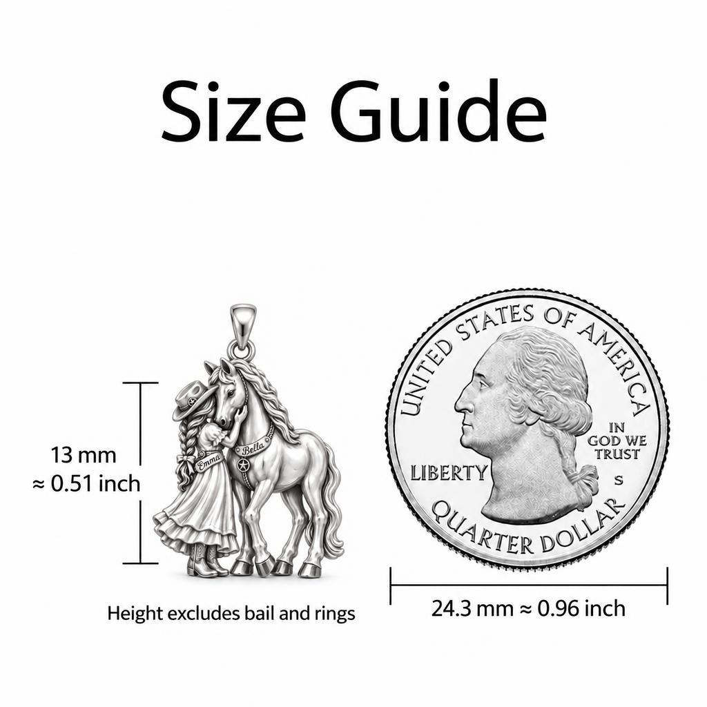 Soul Sisters Equine Bond Charm Bracelet – Personalized Horse Gift – size guide, 13 mm charm next to a quarter