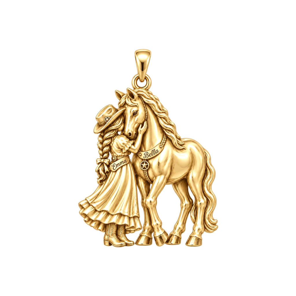 Soul Sisters Equine Bond Charm Bracelet – Personalized Horse Gift – 18K gold charm, front view