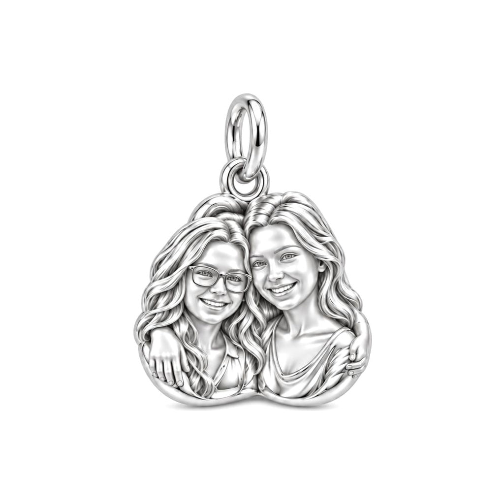Soul Sisters Portrait Charm Bracelet – Personalized Bestie Gift – silver charm, front view