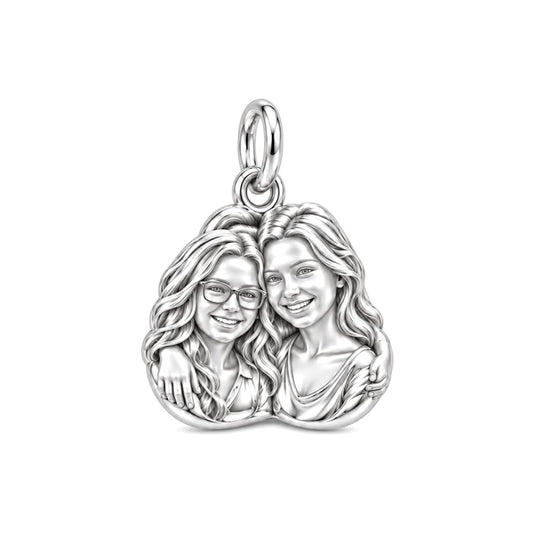 Soul Sisters Portrait Charm Bracelet – Personalized Bestie Gift – silver charm, front view