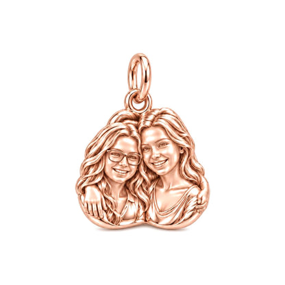 Soul Sisters Portrait Charm Bracelet – Personalized Bestie Gift – rose gold charm, front view