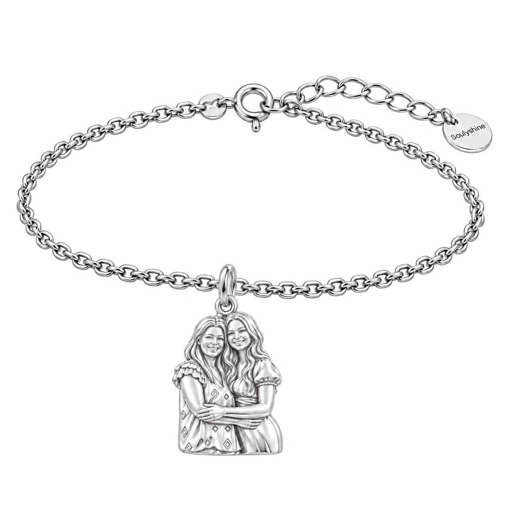 Soul Sisters Portrait Charm Bracelet Set – silver, front view