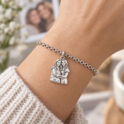 Soul Sisters Portrait Charm Bracelet Set – worn / in use