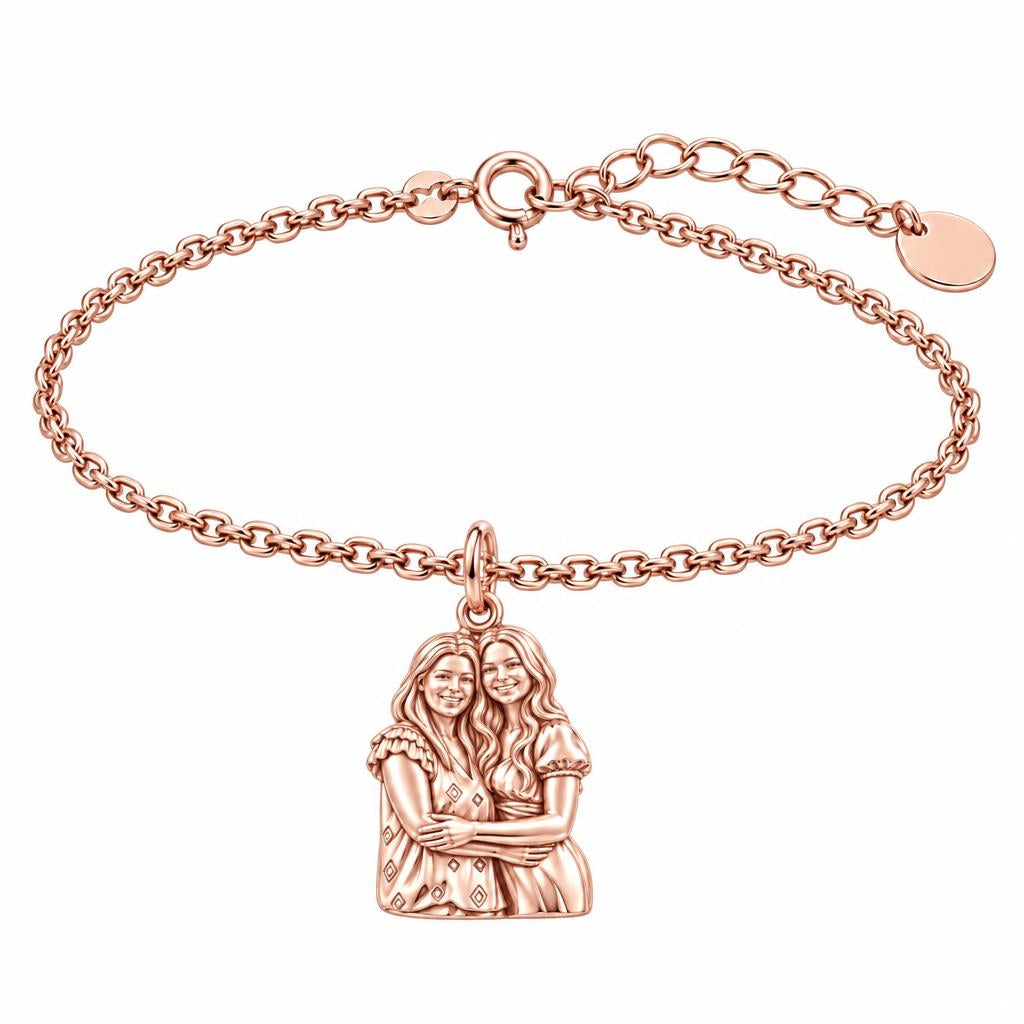 Soul Sisters Portrait Charm Bracelet Set – rose gold, front view