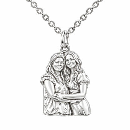 Soul Sisters Portrait Charm Necklace Set – silver, front view