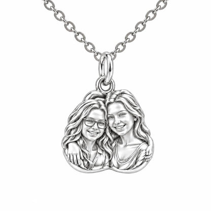 Soul Sisters Portrait Charm Necklace Set – silver, front view