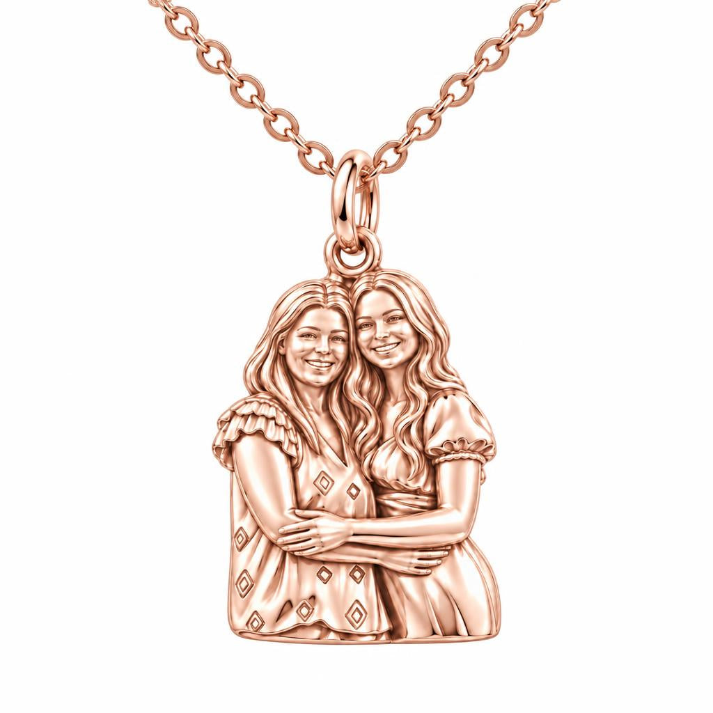 Soul Sisters Portrait Charm Necklace Set – rose gold, front view