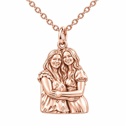 Soul Sisters Portrait Charm Necklace Set – rose gold, front view