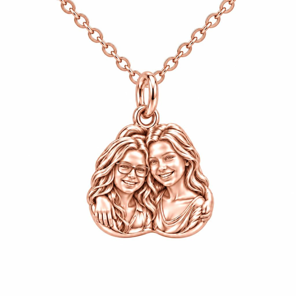 Soul Sisters Portrait Charm Necklace Set – rose gold, front view