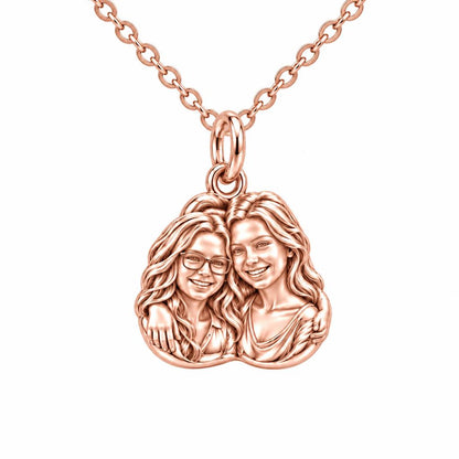 Soul Sisters Portrait Charm Necklace Set – rose gold, front view