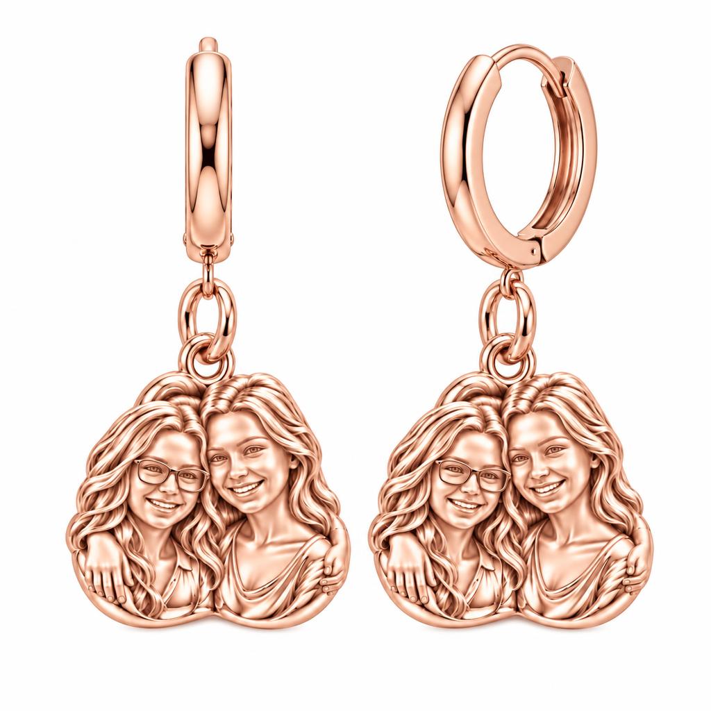 Soul Sisters Portrait Huggie Charm Earrings – rose gold, front view