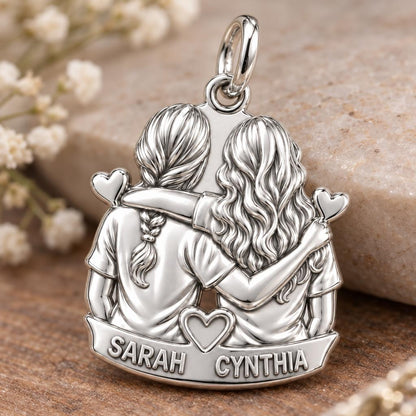 Soul Sisters Side-by-Side Charm Bracelet – Personalized Friend Gift – macro detail of the charm