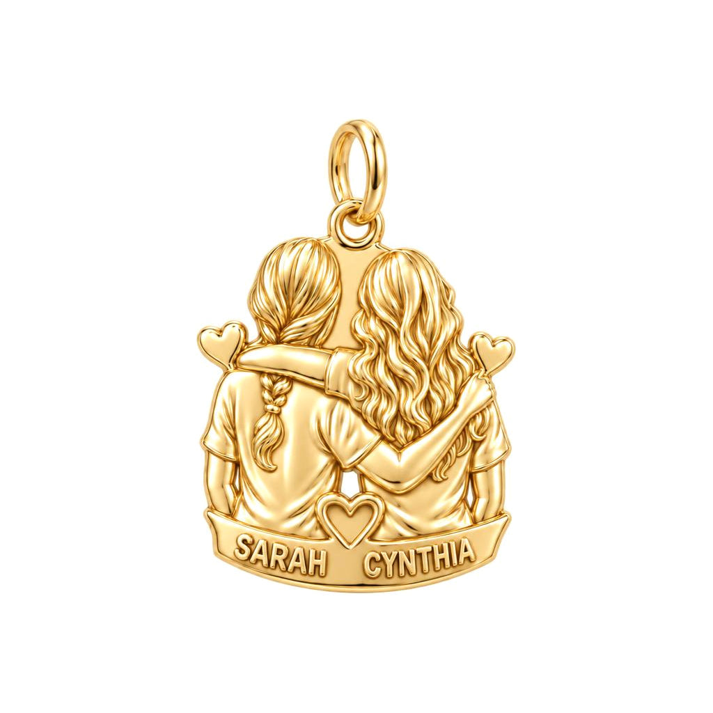 Soul Sisters Side-by-Side Charm Bracelet – Personalized Friend Gift – 18K gold plated 3 cm charm, front view