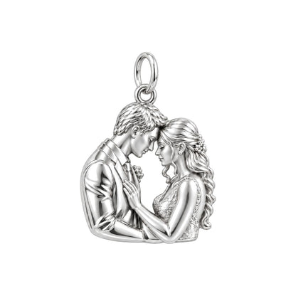 Soulmate Forehead Kiss Charm Bracelet – Personalized Couple Gift – silver charm, front view
