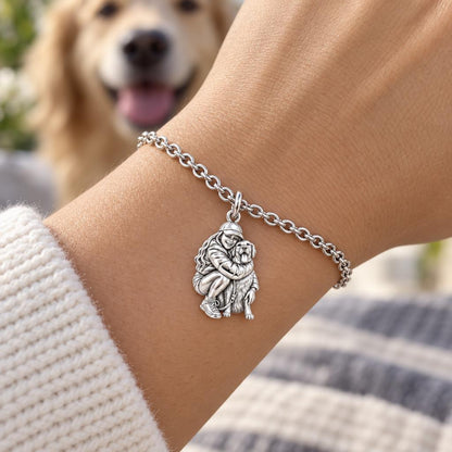 Soulmate Hug Custom Photo Charm Bracelet Set – worn / in use