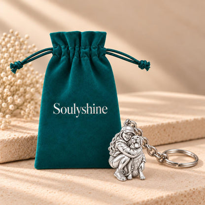 Soulmate Hug Custom Photo Charm Keychain – Soulyshine velvet gift pouch
