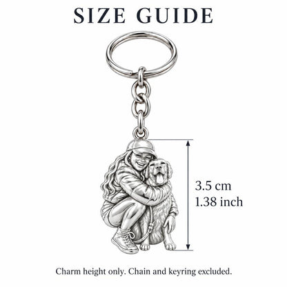 Soulmate Hug Custom Photo Charm Keychain – size guide, 3.5 cm (1.38 in) charm, chain and keyring excluded