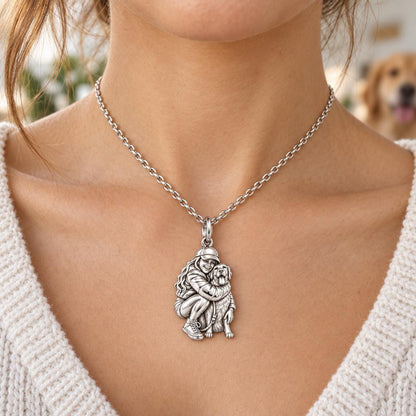 Soulmate Hug Custom Photo Charm Necklace Set – worn / in use
