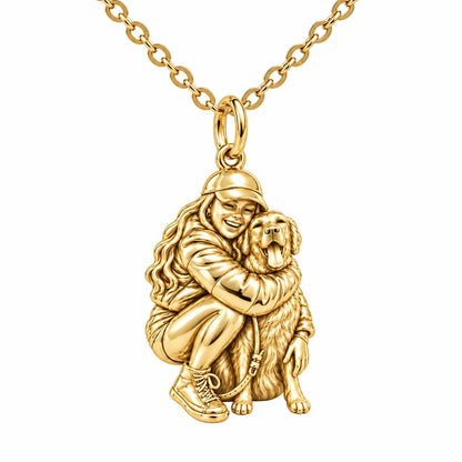 Soulmate Hug Custom Photo Charm Necklace Set – 18K gold, front view