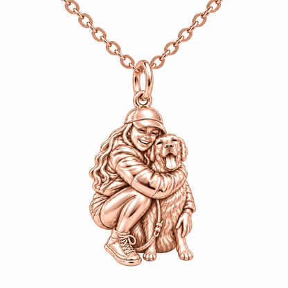 Soulmate Hug Custom Photo Charm Necklace Set – rose gold, front view