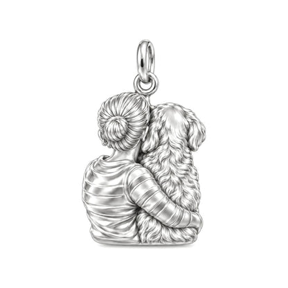 Soulmate Hug Custom Photo Charm – Personalized Dog Mom Gift – back of the charm, engraving area