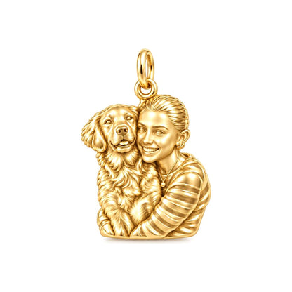 Soulmate Hug Custom Photo Charm – Personalized Dog Mom Gift – 18K gold charm, front view