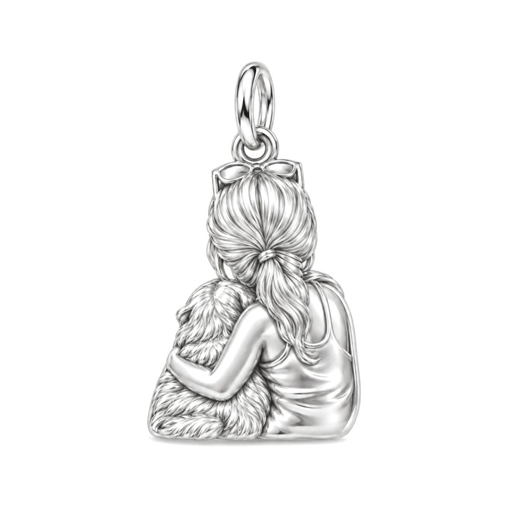 Soulmate Hug Portrait Charm Keychain – back of the charm, engraving area