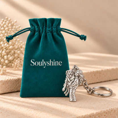 Soulmate Hug Portrait Charm Keychain – Soulyshine velvet gift pouch