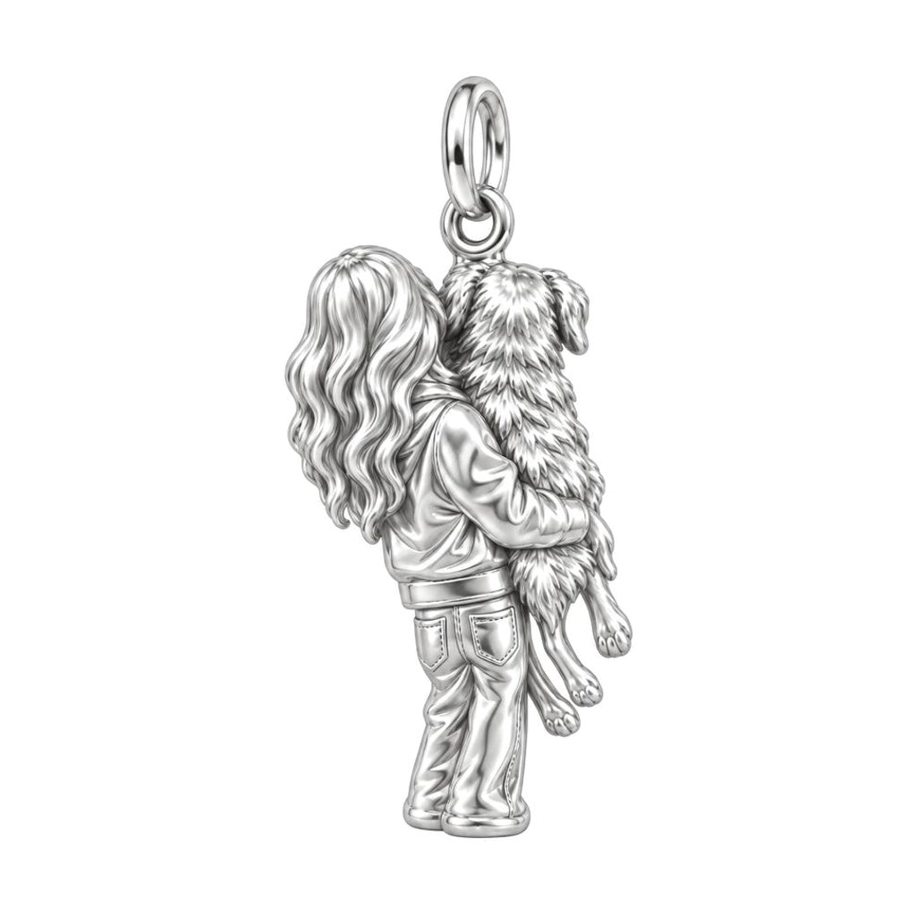 Soulmate Hug Portrait Huggie Charm Earrings – back of the charm, engraving area