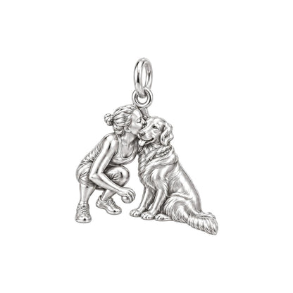 Soulmate Sculpted Pose Charm Bracelet – Personalized Dog Mom Gift – silver charm, front view
