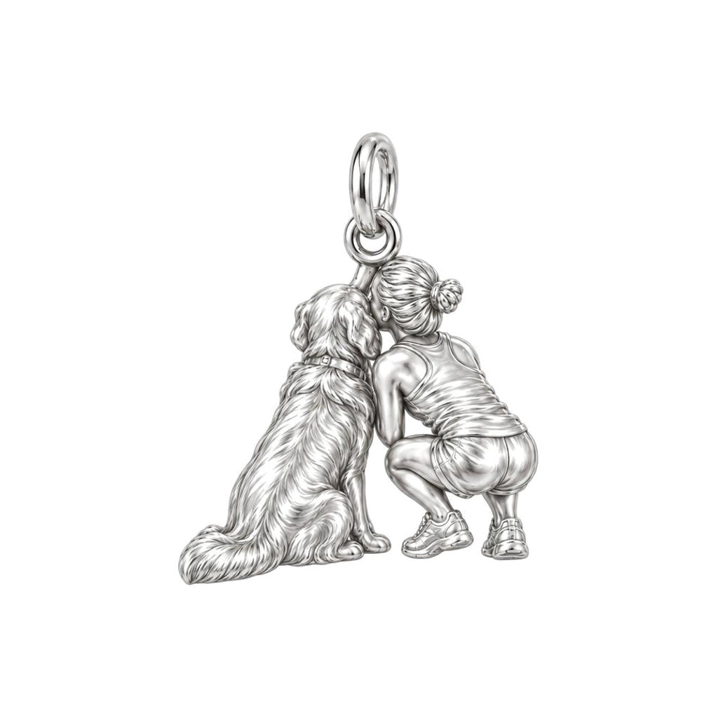 Soulmate Sculpted Pose Charm Bracelet – Personalized Dog Mom Gift – back of the charm, engraving area