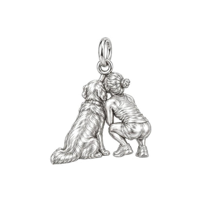 Soulmate Sculpted Pose Charm Bracelet – Personalized Dog Mom Gift – back of the charm, engraving area