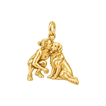 Soulmate Sculpted Pose Charm Bracelet – Personalized Dog Mom Gift – 18K gold charm, front view