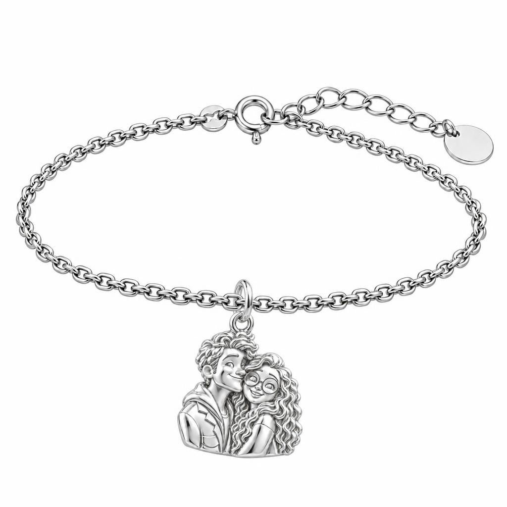 Soulmate Sketch Charm Bracelet Set – silver, front view