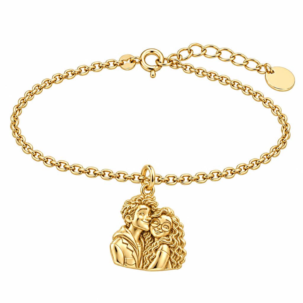 Soulmate Sketch Charm Bracelet Set – 18K gold, front view
