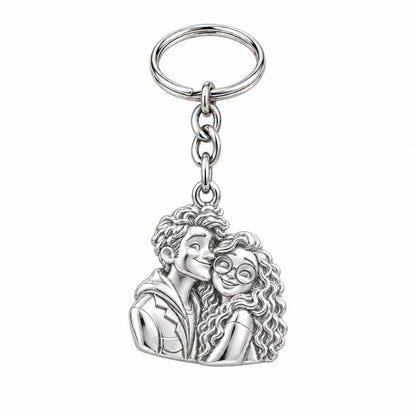 Soulmate Sketch Charm Keychain – silver, front view