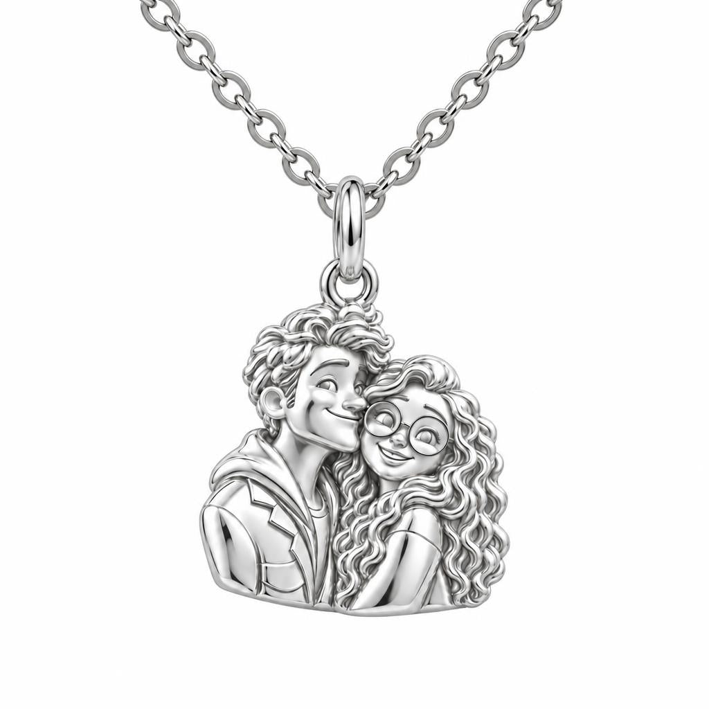 Soulmate Sketch Charm Necklace Set – silver, front view