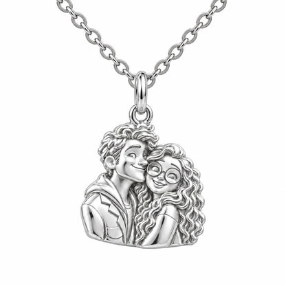 Soulmate Sketch Charm Necklace Set – silver, front view