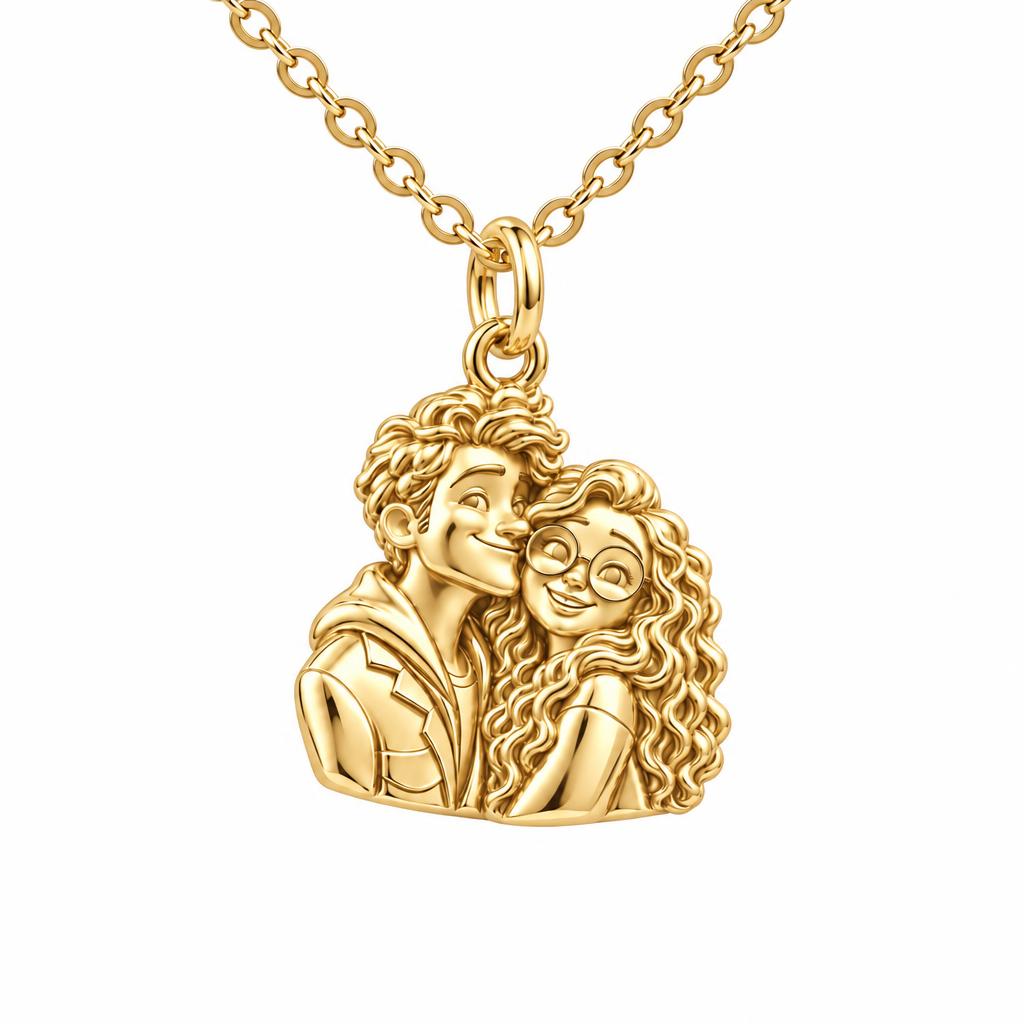 Soulmate Sketch Charm Necklace Set – 18K gold, front view