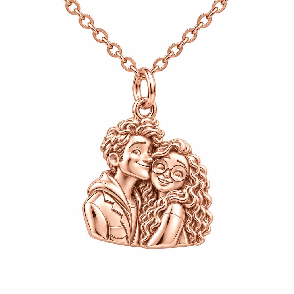 Soulmate Sketch Charm Necklace Set – rose gold, front view