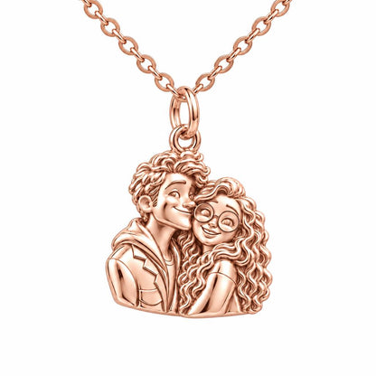 Soulmate Sketch Charm Necklace Set – rose gold, front view
