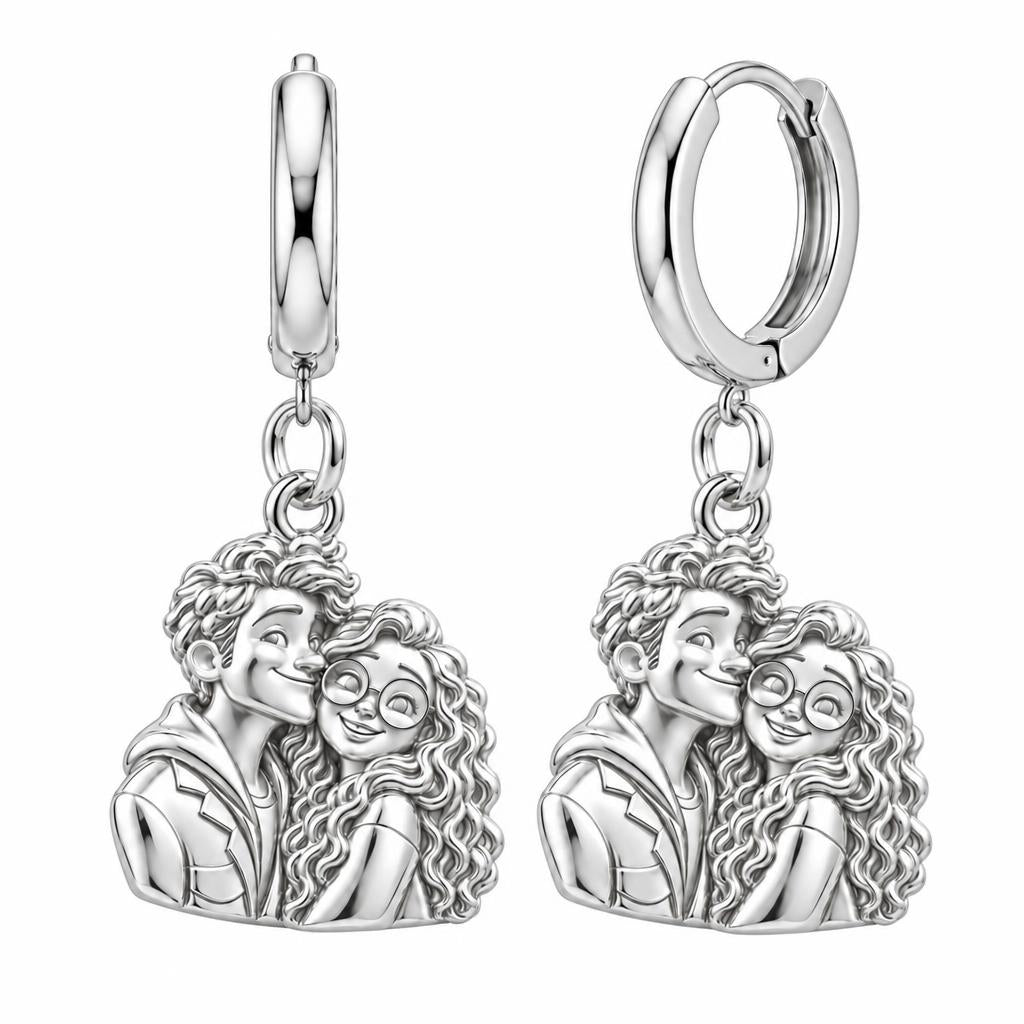 Soulmate Sketch Huggie Charm Earrings – silver, front view