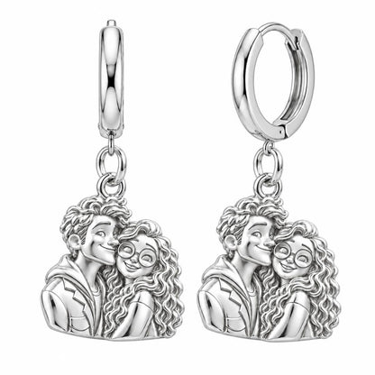 Soulmate Sketch Huggie Charm Earrings – silver, front view