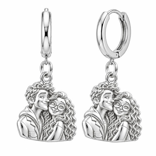 Soulmate Sketch Huggie Charm Earrings – silver, front view