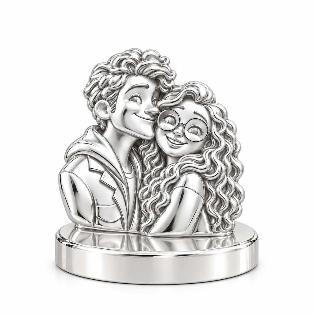 Soulmate Sketch Keepsake Plaque – silver, front view