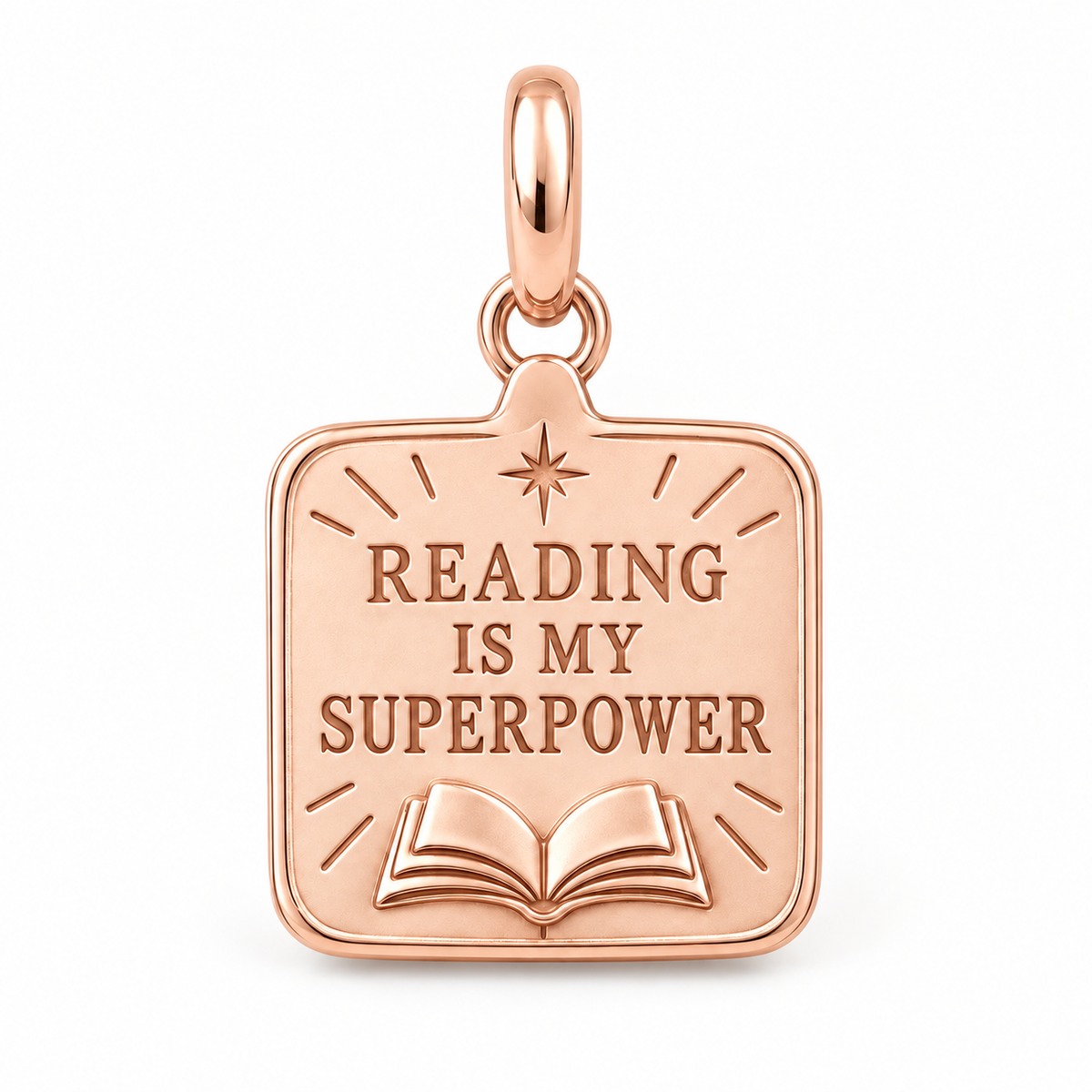 Reading Is My Superpower Charm | rose | a91370decd67ec56ab801a7350463afa8c0ad55ab713629906be57301ad0725b
