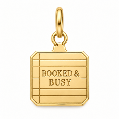 Booked and Busy Charm | gold | 7166bbbf8340172435ae197e3317a650649eb1aa53512bdc7855baa627e5e157